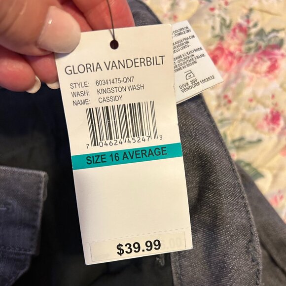 Ladies NWT Gloria Vanderbilt dark grey trouser jeans, straight leg - Picture 5 of 13